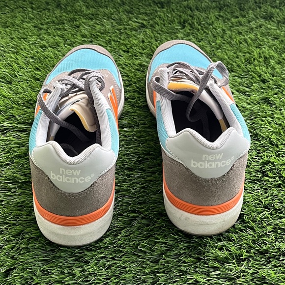New Balance Men's Blue and Gray Sneakers with Orange Highlights - Picture 4 of 5